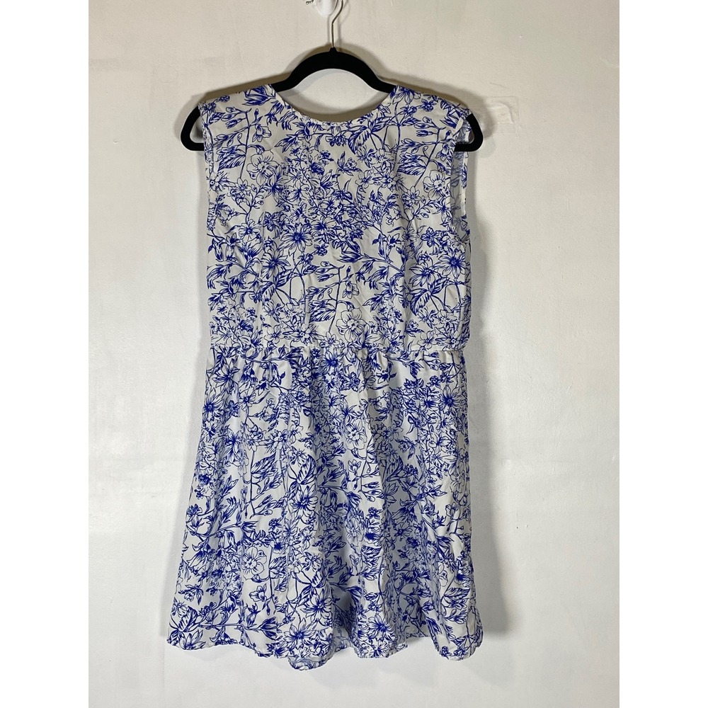 Blue‎ White Floral Bow Back Mini Dress XL Cottagecore Coquette Romantic